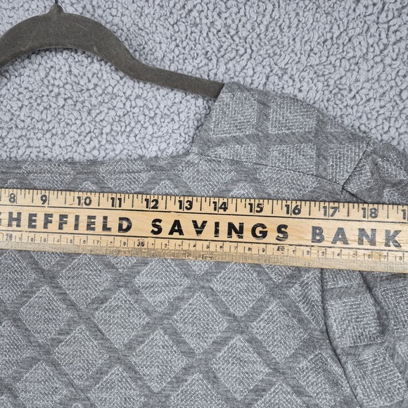 Liz Claiborne Boatneck Gray Windowpane Long Sleeve Shirt Womens Sz 2X - Picture 8 of 9